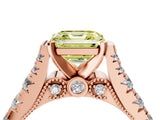 Rose gold Fancy Yellow Asscher  Cut Diamond Pavé Band Solitaire with Four-Prong Setting_20