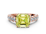 Rose gold Fancy Yellow Asscher  Cut Diamond Pavé Band Solitaire with Four-Prong Setting_3
