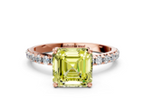 Rose gold Fancy Yellow Asscher  Cut Diamond Pavé Band Solitaire with Four-Prong Setting_3
