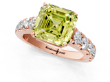 Rose gold Fancy Yellow Asscher  Cut Diamond Pavé Band Solitaire with Four-Prong Setting_4