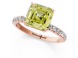 Rose gold Fancy Yellow Asscher  Cut Diamond Pavé Band Solitaire with Four-Prong Setting_4