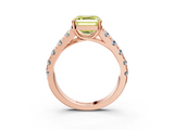 Rose gold Fancy Yellow Asscher  Cut Diamond Pavé Band Solitaire with Four-Prong Setting_6