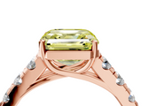 Rose gold Fancy Yellow Asscher  Cut Diamond Pavé Band Solitaire with Four-Prong Setting_7