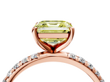 Rose gold Fancy Yellow Asscher  Cut Diamond Pavé Band Solitaire with Four-Prong Setting_7