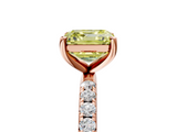 Rose gold Fancy Yellow Asscher  Cut Diamond Pavé Band Solitaire with Four-Prong Setting_8
