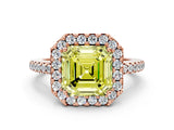 Rose gold Fancy Yellow Asscher Cut Diamond Pavé Halo Ring with Four-Prong Setting_34
