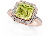 Rose gold Fancy Yellow Asscher Cut Diamond Pavé Halo Ring with Four-Prong Setting_35