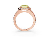 Rose gold Fancy Yellow Asscher Cut Diamond Pavé Halo Ring with Four-Prong Setting_37
