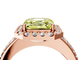 Rose gold Fancy Yellow Asscher Cut Diamond Pavé Halo Ring with Four-Prong Setting_38