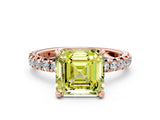Rose gold Fancy Yellow Asscher Cut Diamond Pavé Solitaire Ring with Round Band and Prong Setting_12