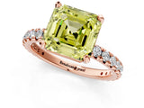 Rose gold Fancy Yellow Asscher Cut Diamond Pavé Solitaire Ring with Round Band and Prong Setting_13
