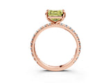 Rose gold Fancy Yellow Asscher Cut Diamond Pavé Solitaire Ring with Round Band and Prong Setting_15