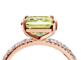 Rose gold Fancy Yellow Asscher Cut Diamond Pavé Solitaire Ring with Round Band and Prong Setting_16