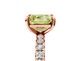 Rose gold Fancy Yellow Asscher Cut Diamond Pavé Solitaire Ring with Round Band and Prong Setting_17