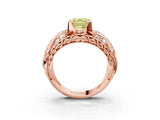 Rose gold Fancy Yellow Asscher Cut Diamond Pave Art Deco Split Shank Ring with Four-Prong Setting_3