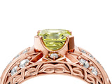 Rose gold Fancy Yellow Asscher Cut Diamond Pave Art Deco Split Shank Ring with Four-Prong Setting_4