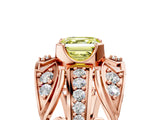Rose gold Fancy Yellow Asscher Cut Diamond Pave Art Deco Split Shank Ring with Four-Prong Setting_5