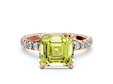 Rose gold Fancy Yellow Asscher Cut Diamond Pave Band Solitaire Ring with Four-Prong Setting_17