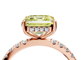Rose gold Fancy Yellow Asscher Cut Diamond Pave Band Solitaire Ring with Four-Prong Setting_21