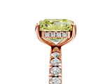 Rose gold Fancy Yellow Asscher Cut Diamond Pave Band Solitaire Ring with Four-Prong Setting_22