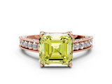 Rose gold Fancy Yellow Asscher  Cut Diamond Pave Band with Four-Prong Setting_33