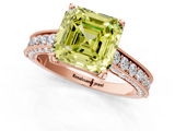 Rose gold Fancy Yellow Asscher  Cut Diamond Pave Band with Four-Prong Setting_34