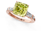 Rose gold Fancy Yellow Asscher  Cut Diamond Ring with Baguette Side Stones, Channel Set Band, and Four-Prong Setting_18