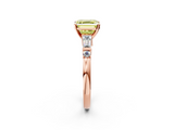 Rose gold Fancy Yellow Asscher  Cut Diamond Ring with Baguette Side Stones, Channel Set Band, and Four-Prong Setting_19
