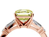 Rose gold Fancy Yellow Asscher  Cut Diamond Ring with Baguette Side Stones, Channel Set Band, and Four-Prong Setting_21