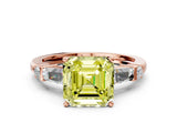 Rose gold Fancy Yellow Asscher  Cut Diamond Ring with Baguette Side Stones, Channel Set Band, and Four-Prong Setting_25