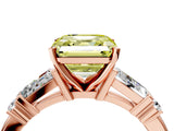 Rose gold Fancy Yellow Asscher  Cut Diamond Ring with Baguette Side Stones, Channel Set Band, and Four-Prong Setting_29