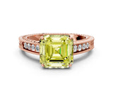 Rose gold Fancy Yellow Asscher Cut Diamond Ring with Milgrain Pavé Band and Four-Prong Setting_21