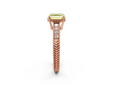Rose gold Fancy Yellow Asscher Cut Diamond Ring with Milgrain Pavé Band and Four-Prong Setting_23
