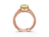 Rose gold Fancy Yellow Asscher Cut Diamond Ring with Milgrain Pavé Band and Four-Prong Setting_24