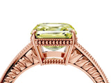 Rose gold Fancy Yellow Asscher Cut Diamond Ring with Milgrain Pavé Band and Four-Prong Setting_25