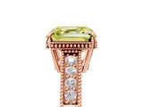 Rose gold Fancy Yellow Asscher Cut Diamond Ring with Milgrain Pavé Band and Four-Prong Setting_26