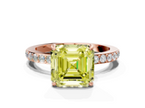 Rose gold Fancy Yellow Asscher  Cut Diamond Ring with Pavé Band and Four-Prong Setting_17