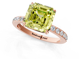 Rose gold Fancy Yellow Asscher  Cut Diamond Ring with Pavé Band and Four-Prong Setting_18