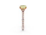 Rose gold Fancy Yellow Asscher  Cut Diamond Ring with Pavé Band and Four-Prong Setting_19