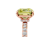Rose gold Fancy Yellow Asscher  Cut Diamond Ring with Pavé Band and Four-Prong Setting_22