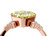 Rose gold Fancy Yellow Asscher Cut Diamond Ring with Side Stones and Four-Prong Setting_62