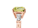 Rose gold Fancy Yellow Asscher  Cut Diamond Ring with Tapered Baguette Side Stones in Four-Prong Setting_8