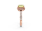 Rose gold Fancy Yellow Asscher Cut Diamond Scalloped Halo Engagement Ring with Round Shared Prong Band_14