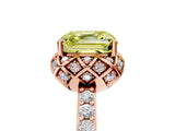 Rose gold Fancy Yellow Asscher Cut Diamond Scalloped Halo Engagement Ring with Round Shared Prong Band_17