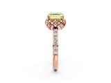 Rose gold Fancy Yellow Asscher Cut Diamond Scalloped Halo Engagement Ring with Round Shared Prong Band_26