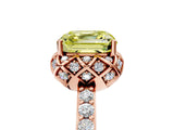 Rose gold Fancy Yellow Asscher Cut Diamond Scalloped Halo Engagement Ring with Round Shared Prong Band_29