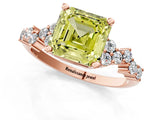 Rose gold Fancy Yellow Asscher Cut Diamond Scattered Round Accent Ring with Prong Setting_13