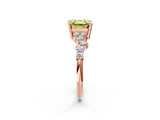 Rose gold Fancy Yellow Asscher Cut Diamond Scattered Round Accent Ring with Prong Setting_14