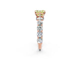 Rose gold Fancy Yellow Asscher Cut Diamond Side Stone Engagement Ring with Four-Prong Setting_38