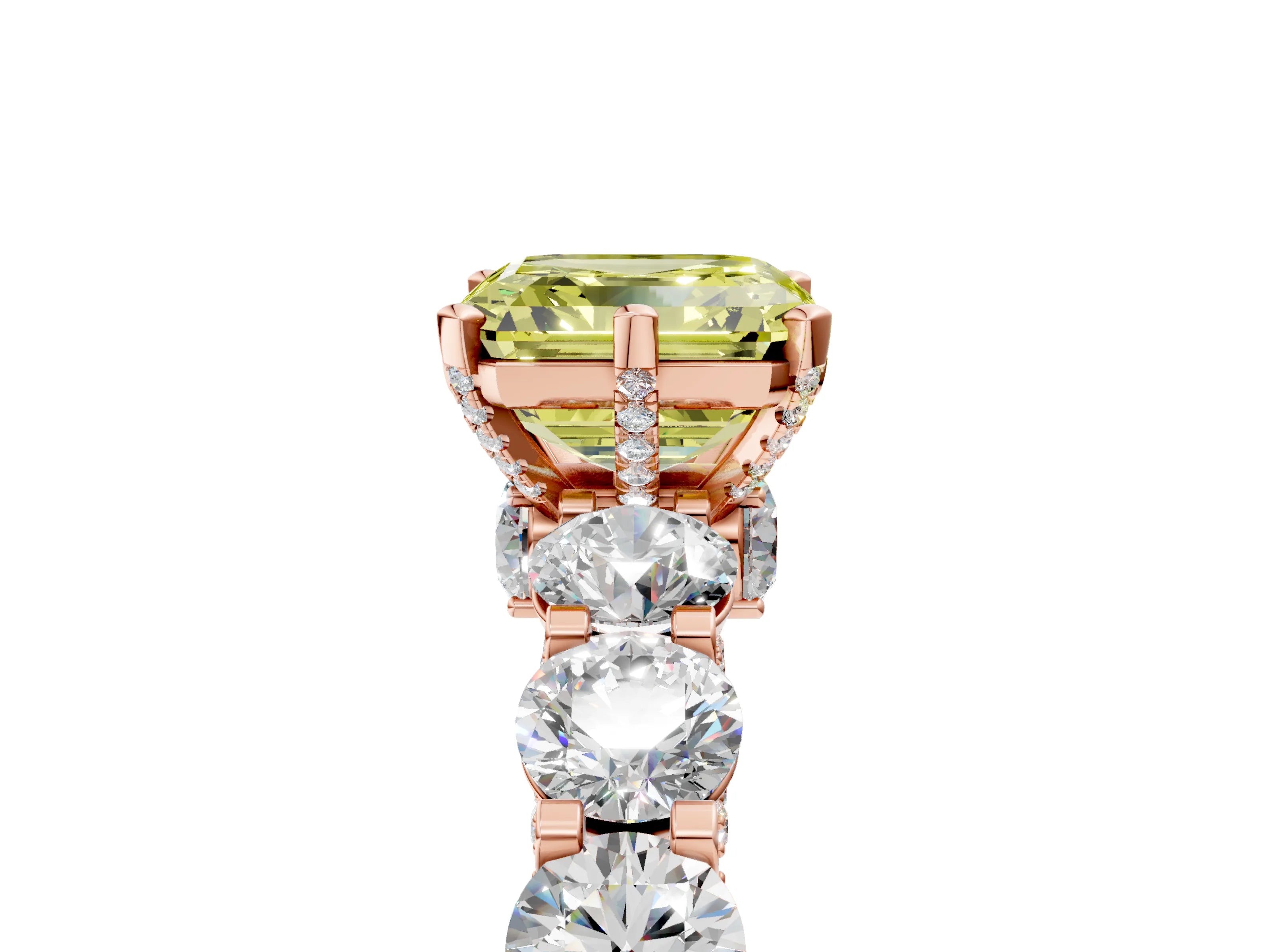 Rose gold Fancy Yellow Asscher Cut Diamond Side Stone Engagement Ring with Four-Prong Setting_41